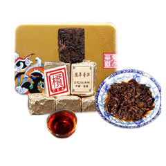 Cooked Puerh Yellow Iron Box Yunnan 250g Ripe Puer Tea Brick Old Pu'er Black Tea