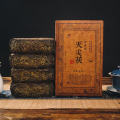 Raw Material Old Tea Brick Anhua Black Tea1000g Golden Flower Handmade Porch Tea