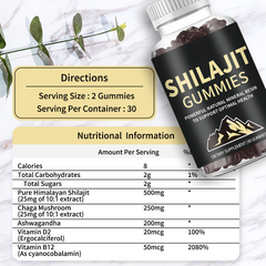 100% Immune Support Pure Himalayan Shilajit Gummies w/ AshwagandhaChaga Mushroom