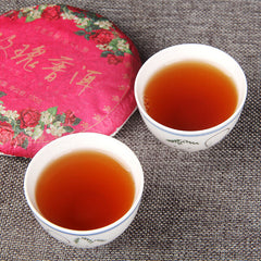 HelloYoung 100g Pu-erh Ripe Tea Rose Ripe Tea Cake 普洱茶熟茶玫瑰花普熟茶饼三级普洱+玫瑰花陈香花香茶饼