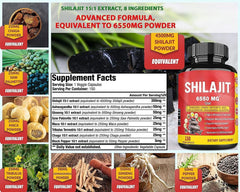 SHILAJIT 6550mg COMPLEX Healthy Aging Memory Brain Function Immune System 150C