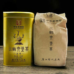 HelloYoung Hei Cha Golden Jar Three Cranes Loose Dark Tea Guangxi Liupao Box Tea 200g