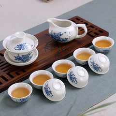 10 Pcs High Quality Elegant Gaiwan Teapot Kettle Porcelana China Kung Fu Tea Set