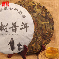 HelloYoungChina 357g Spring Puer Cake Pu Erh Raw Pu-erh Green Tea Handmade Fermented Leaf