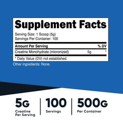 Nutricost Pure Creatine Monohydrate 500 Gram Powder