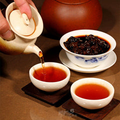 HelloYoung357g 100% Authentic TAETEA Nian Ripe Pu-erh Tea Menghai Dayi Puer Tea Green Food