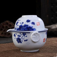 Fashion Tea set Include 1 Pot 1 Cup elegant gaiwan Beautiful and easy teapot kettle Blue and white porcelain teapot