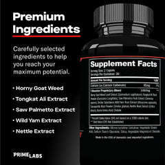 PRIME TEST Capsules - Testosterone Booster for Men, Energy & Endurance 120 Caps