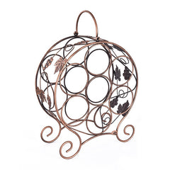 Round wine rack with seven bottles of grape leaves Red wine bottled wine rack frame European fashion Wine shelf iron ornaments