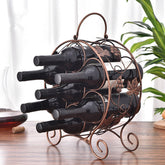 Round wine rack with seven bottles of grape leaves Red wine bottled wine rack frame European fashion Wine shelf iron ornaments