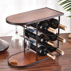 Wooden Wine Rack Crafts Iron Wine Bottle Rack Holder Display Shelf Kitchen Bar Exhibition Storage Organizer Home Decor