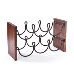 Solid Wood Double Layer Red Wine Rack Wrought Iron Restaurant Decoration Wine Frame Stacking Wine Bar Bottle Storage Rack