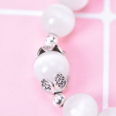 2 pieces/lot Health Care Weight Loss Magnet White Cat Eye Beads Bracelet with Lucky Pendant Therapy Bracelet Anklet
