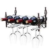 Wall-mounted four-bottle six-cup wine rack Wine Storage Shelf Hanging Shelf Barware Supplies Bar Wall Decor