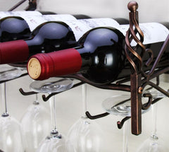 Wall-mounted four-bottle six-cup wine rack Wine Storage Shelf Hanging Shelf Barware Supplies Bar Wall Decor