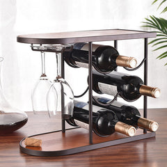 Wooden Wine Rack Crafts Iron Wine Bottle Rack Holder Display Shelf Kitchen Bar Exhibition Storage Organizer Home Decor
