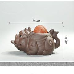 Handmade Yixing Brave Lucky Toad Boutique Tea Accessories Creative Small Ornaments Handmade Tea Pet Play Water 11x5cm F