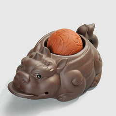 Handmade Yixing Brave Lucky Toad Boutique Tea Accessories Creative Small Ornaments Handmade Tea Pet Play Water 11x5cm F