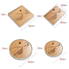 Kung Fu Tea Set Natural Wood Bamboo Tea Tray Rectangular Traditional Bamboo Tea Room Board Table Chinese Tea Room Tools