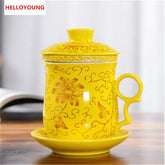 CJ190 Tea set Include 1 Pot and 1 Cup filter 1 cup cover and 1 Coaster High quality elegant gaiwan, Beautiful teapot kettle