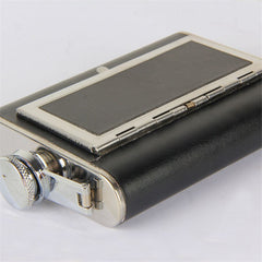 Creative Flask Cigarette Flagon Leather Hip Flask 6oz Whiskey Liquor Metal Alcohol Flask Metal Liquor Bottle Leather Bottle