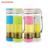 CJ023 NEW Healthy Portable Travel Sport Tea Water Seal Bottle 550ml Travel bottle With Filter Strainer Tea Seal Bottles grey