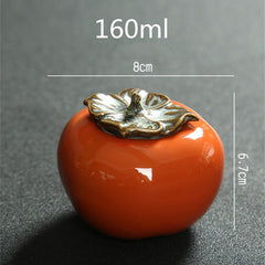 Ceramic Persimmon Tea Canister Coffee Box Puer Green Tea Caddy Storage Sealed Jar Mini tea cans for puer Oolong tea storage