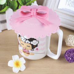 CJ224 Cute 10.5cm Anti-dust Silicone Cup Cover Silicone Lovely Bowknot Cup Cover Coffee Cup Suction Seal Lid Cap