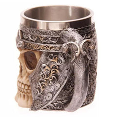 HELLOYOUNG14oz Coffee Mugs Double Wall 3D Skull Mugs Coffee Cup Mug Skull Knight Tankard Dragon Drinking Cup for Halloween Decor