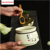 CJ188 Ceramic Tea Caddy Ceramic Tea Box Tea Sets Zero Accessories Tea Canister Ceramic Sealed Cans