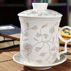 CJ190 Tea set Include 1 Pot and 1 Cup filter 1 cup cover and 1 Coaster High quality elegant gaiwan, Beautiful teapot kettle