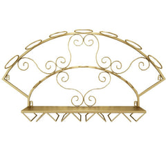 Modern Metal Wine Holder Rack for 7 Bottles Wall Mounted Wine Bottle Display Rack Glassware Storage Shelf for Whiskey Red Wine