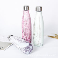 HELLOYOUNG 7 Color Vacuum Flask for water bicycle Stainless Steel Kettle Vacuum Marble Texture Flask Water Bottle for outdoor