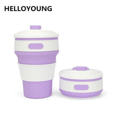 HELLOYOUNG Fashion 350ML Portable 4 Color Coffee Tea Folding Silicone Water Bottles Travel Hiking Picnic Collapsible Bottle