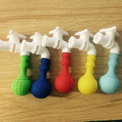 CJ162 Creative 1pc Silicone Water Tap Faucet Shape Tea Infuser Puer Tea Strainer Herbal Spice Filter Flower Tea Bag