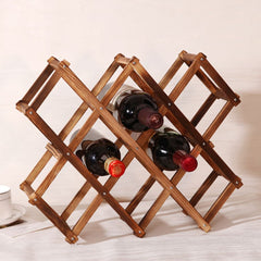 Wooden Red Wine Rack 10 Bottle Holder Mount Bar Display Shelf Folding Wood Wine Rack Alcohol Neer Care Drink Bottle Holders