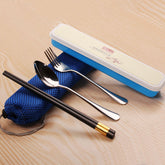 CJ029 Lunch Tableware Outdoor Portable Stainless Steel Tableware Three-piece