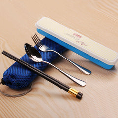 CJ029 Lunch Tableware Outdoor Portable Stainless Steel Tableware Three-piece