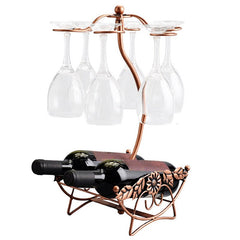Wine Rack Wine Bottle Holder Glass Cup Holder Display Champagne Bottles Stand Hanging Drinking Glasses Stemware Rack Shelf