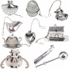 Heart/House/Duck/Monkey/Teapot/Ball/Bird/Shell Full Shape Stainless Steel Infuser Filter Strainer Tea Ball Spoon