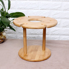 HOT-Wine Glass Holder Bamboo Tabletop Wine Glass Drying Racks Camping for 6 Glass and 1 Wine Bottle