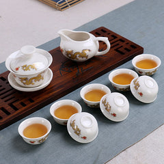 CJ234 Tea set Include total 10 pcs High quality elegant gaiwan, Beautiful and easy teapot kettle Chinese porcelana tea se