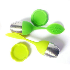 CJ049 Food-grade 1 pc Silicone & Stainless Steel Leaf Tea Leaf Strainer Herbal Spice Infuser Tea Filter