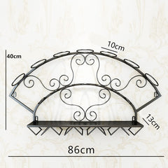 Modern Metal Wine Holder Rack for 7 Bottles Wall Mounted Wine Bottle Display Rack Glassware Storage Shelf for Whiskey Red Wine