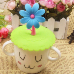 Cute Anti-dust Silicone Saplings Cup Cover Coffee Cup Suction Seal Lid Cap Silicone Airtight Love Spoon Novelty