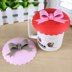 Cute 10.5cm Anti-dust Silicone Cup Cover Silicone Lovely Bowknot Cup Cover Coffee Suction Seal Lid Cap