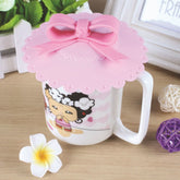 CJ224 Cute 10.5cm Anti-dust Silicone Cup Cover Silicone Lovely Bowknot Cup Cover Coffee Cup Suction Seal Lid Cap