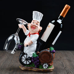 Resin Chef Wine Rack Wine Stand Cook Wine Bottle Holder Home Wine Ornaments Shelf Crafts Rack Shelf for Party