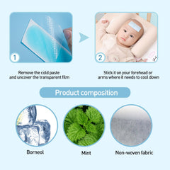 7Pcs/box Baby Fever Patch Cooling Gel Sheet for Headache Pain Relief Bring Fever Down Patch Free Shipping K037