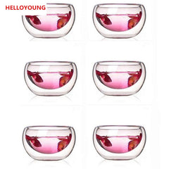 CJ266 Best Heat 6 Pieces/lot double wall glass tea cup double Teapot Coffee Tea Set Puer Kettle With Filter Durable Tea Set